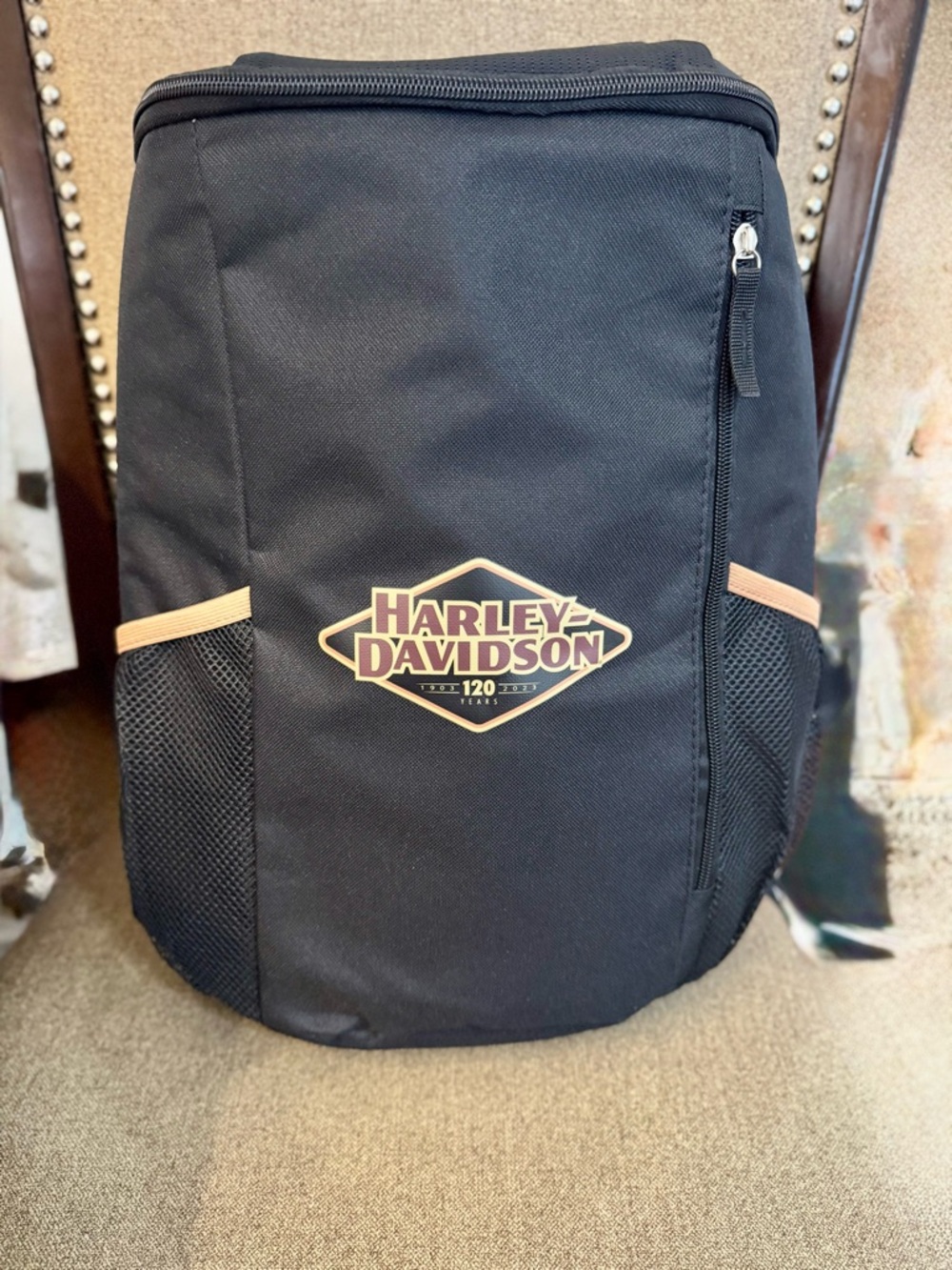 Harley-Davidson Cooler Backpack with Tan Accents and Logo 120 Year Anniversary